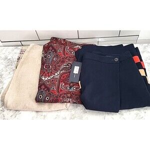 3 Women's Size 8 Skirts Wrapped Paisley Print Midi A-Line Side Zip Lined